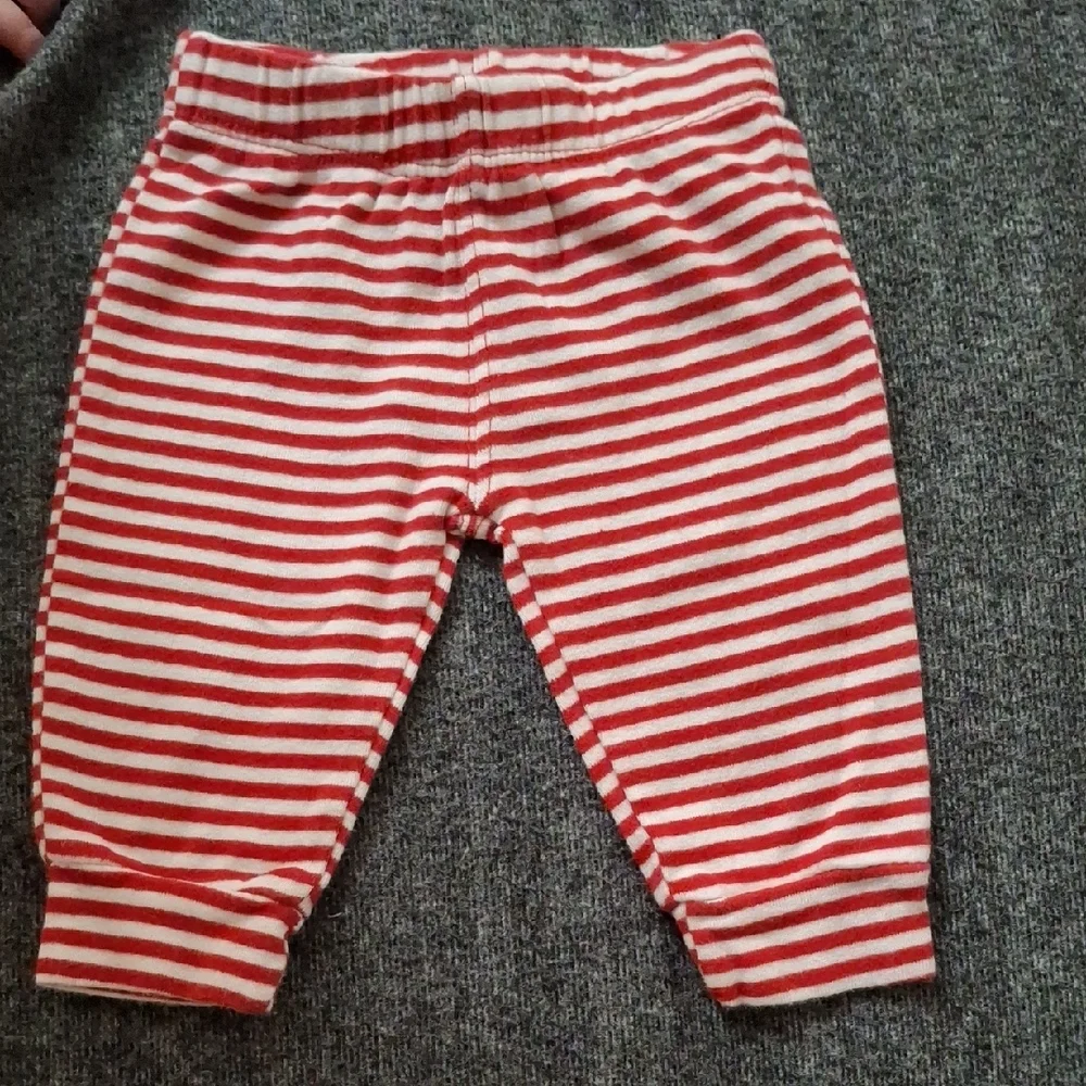 Striped Baby Pants with Reindeer Patch